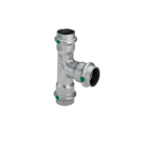 Viega Sanpress Inox T-idom, szűkített, 35 x 18 x 35, préselhető, SC-Contur, rm. acél