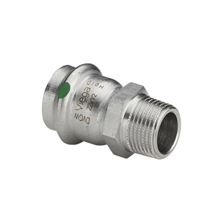 Viega Sanpress Inox átmeneti csatlakozó külső menetes idom, 35 - 5/4 KM, préselhető, SC-Contur, rm. acél
