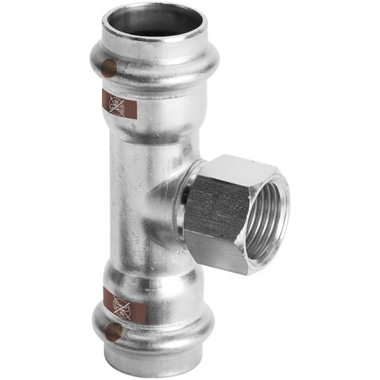 Viega Temponox T-idom, belső menetes, 28 - 1/2" - 28, préselhető, SC-Contur, rm.acél