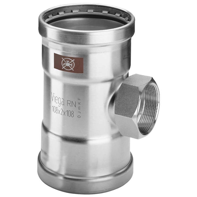 Viega Temponox XL T-idom, belső menetes, 108,0 - 3/4" - 108,0, préselhető, SC-Contur, rm.acél