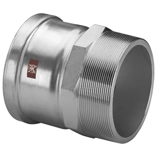 Viega Temponox XL átmeneti csatlakozó külső menetes idom, 76,1 - 2 1/2" KM, préselhető, SC-Contur, rm.acél
