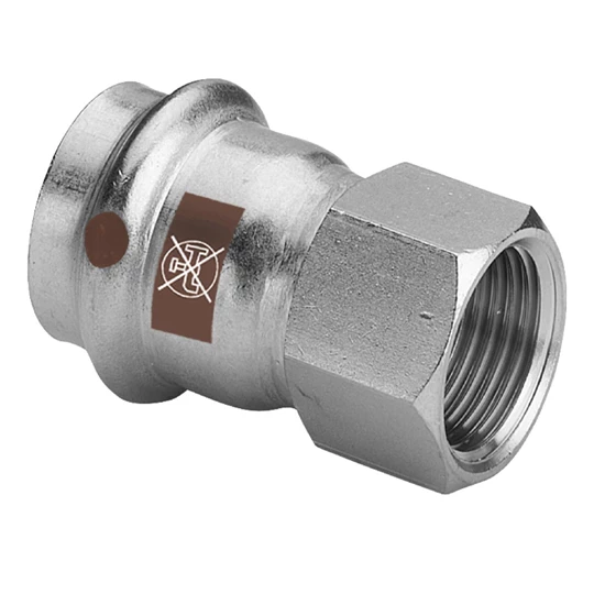 Viega Temponox átmeneti csatlakozó belső menetes idom, 15 - 3/4" BM, préselhető, SC-Contur, rm.acél