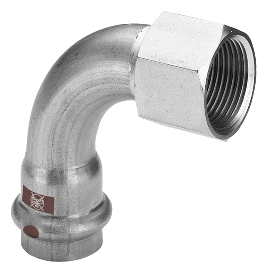 Viega Temponox könyök idom, 90°, belső menetes, 18 - 1/2" BM, préselhető, SC-Contur, rm.acél