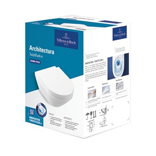 Villeroy&Boch Architectura kombipack fali WC szett, látható rögz.,TwistFlush, soft close ülőkel, fehér Ceramic Plus