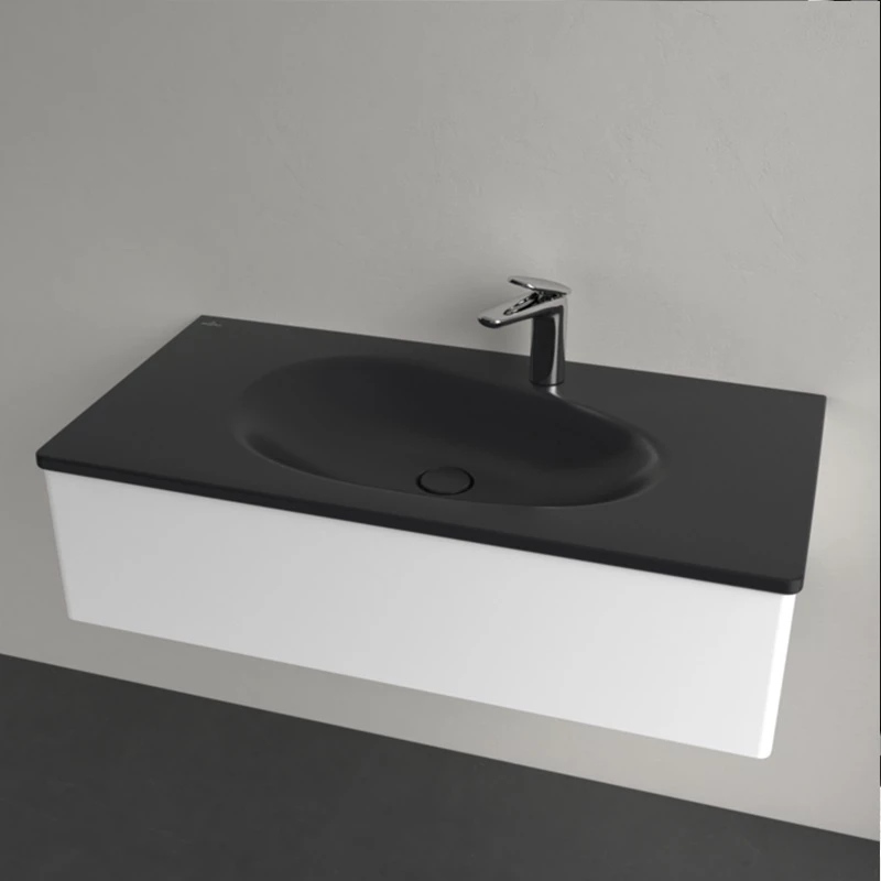 Villeroy Antao beépíthető mosdó 1000 x 500 mm Pure Black CeramicPlus