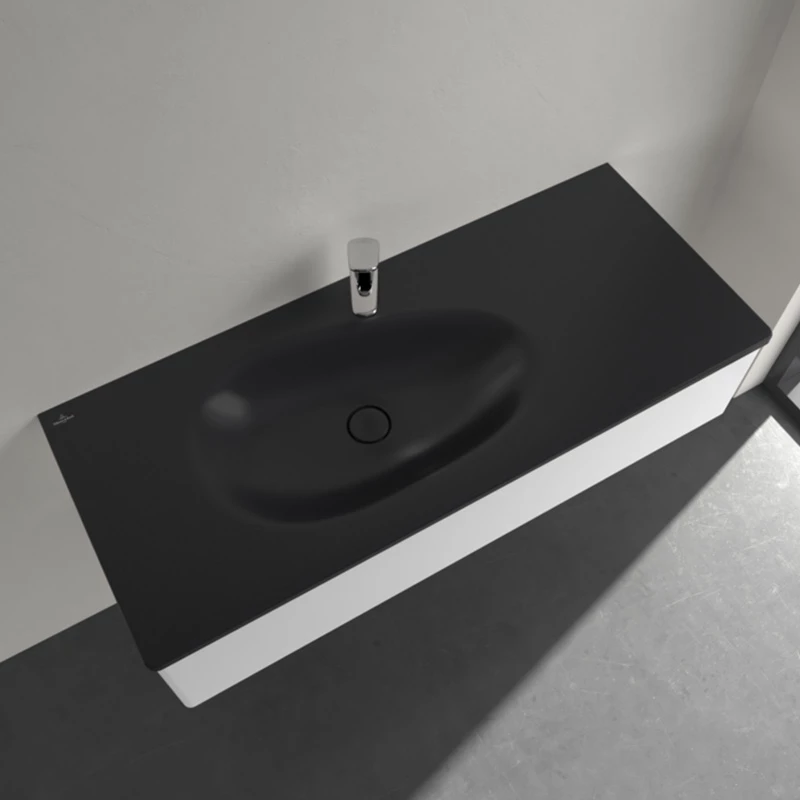 Villeroy Antao beépíthető mosdó 500 x 1200 mm Pure Black CeramicPlus