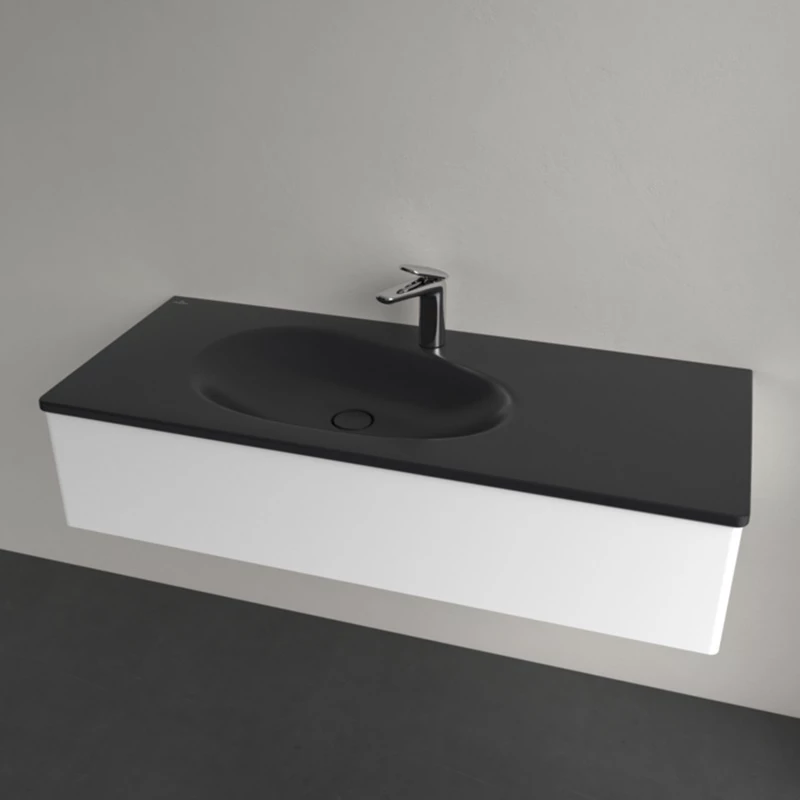 Villeroy Antao beépíthető mosdó 500 x 1200 mm Pure Black CeramicPlus