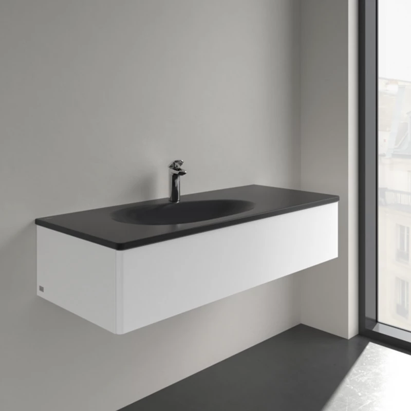 Villeroy Antao beépíthető mosdó 500 x 1200 mm Pure Black CeramicPlus