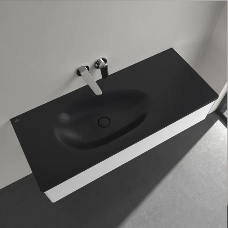 Villeroy Antao beépíthető mosdó 500 x 1200 mm Pure Black CeramicPlus