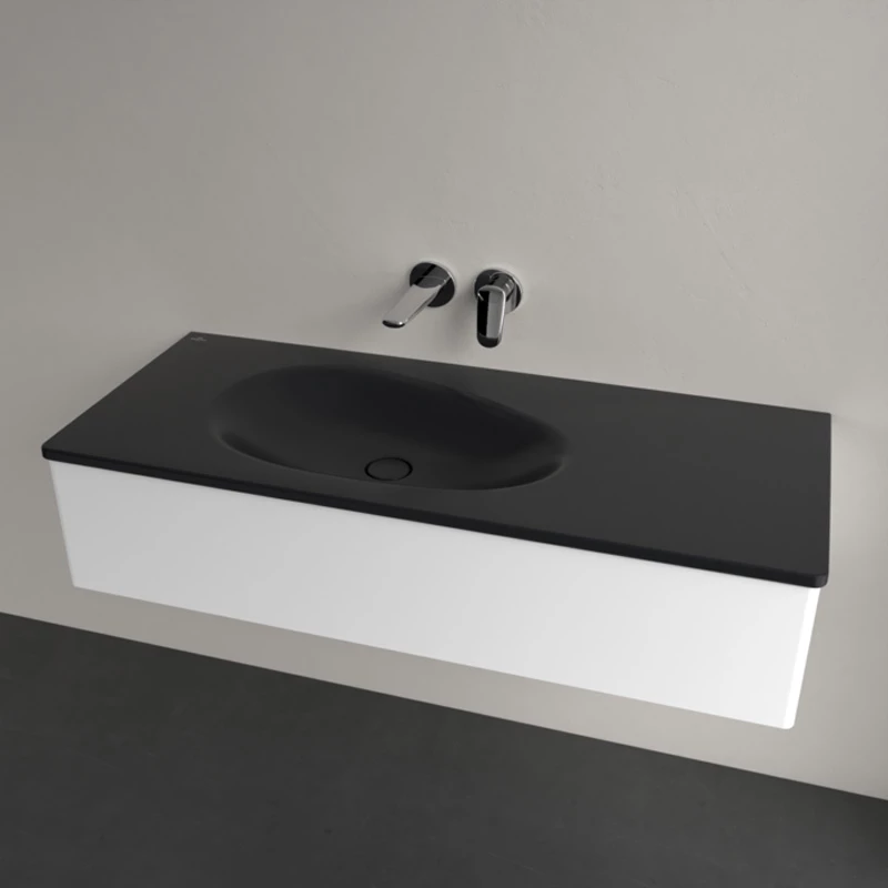Villeroy Antao beépíthető mosdó 500 x 1200 mm Pure Black CeramicPlus