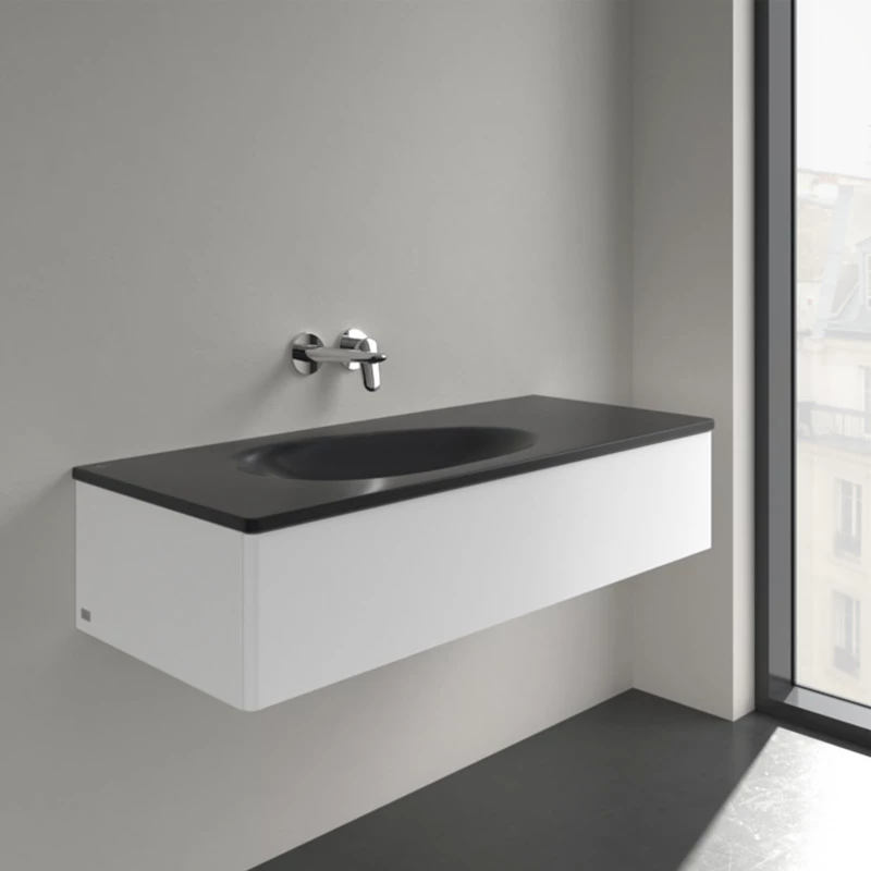 Villeroy Antao beépíthető mosdó 500 x 1200 mm Pure Black CeramicPlus