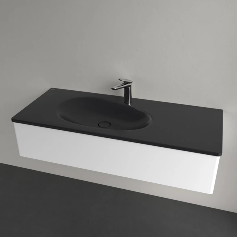Villeroy Antao beépíthető mosdó 500 x 1200 mm Pure Black CeramicPlus