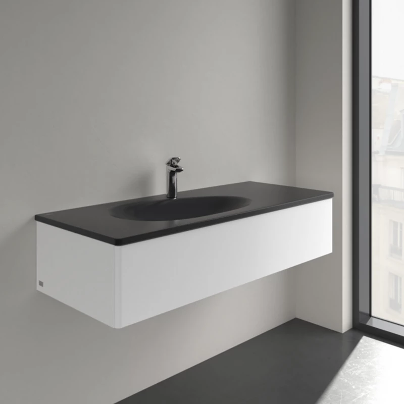 Villeroy Antao beépíthető mosdó 500 x 1200 mm Pure Black CeramicPlus
