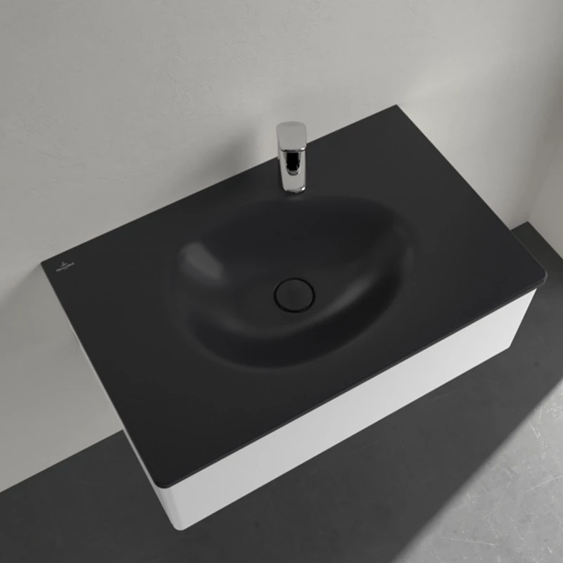 Villeroy Antao beépíthető mosdó 800 x 500 mm Pure Black CeramicPlus