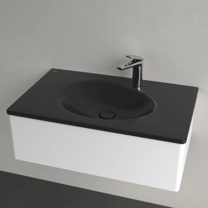 Villeroy Antao beépíthető mosdó 800 x 500 mm Pure Black CeramicPlus