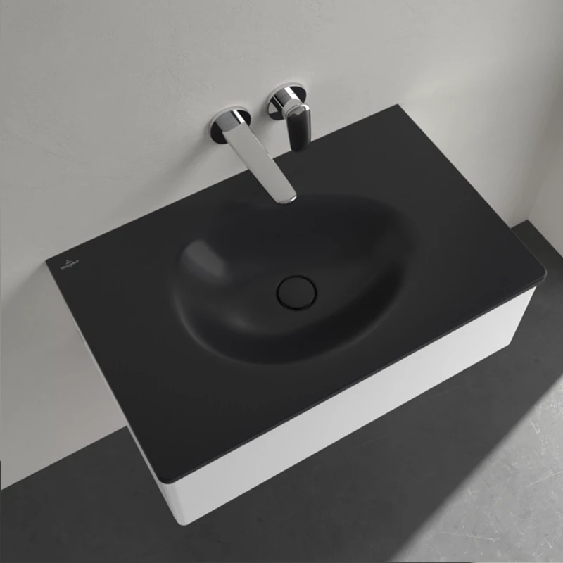 Villeroy Antao beépíthető mosdó 800 x 500 mm Pure Black CeramicPlus