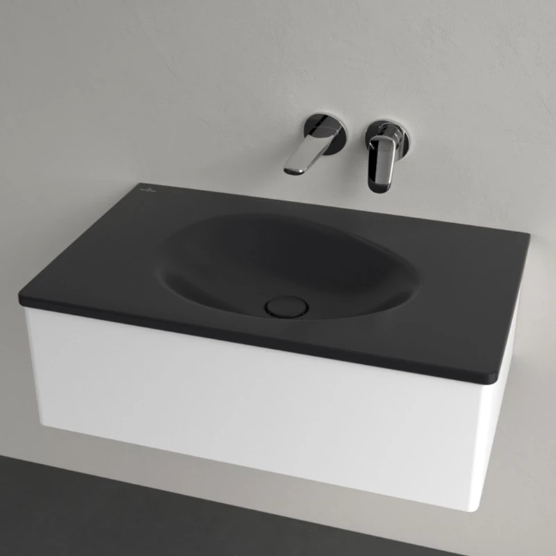 Villeroy Antao beépíthető mosdó 800 x 500 mm Pure Black CeramicPlus