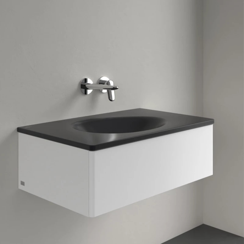 Villeroy Antao beépíthető mosdó 800 x 500 mm Pure Black CeramicPlus