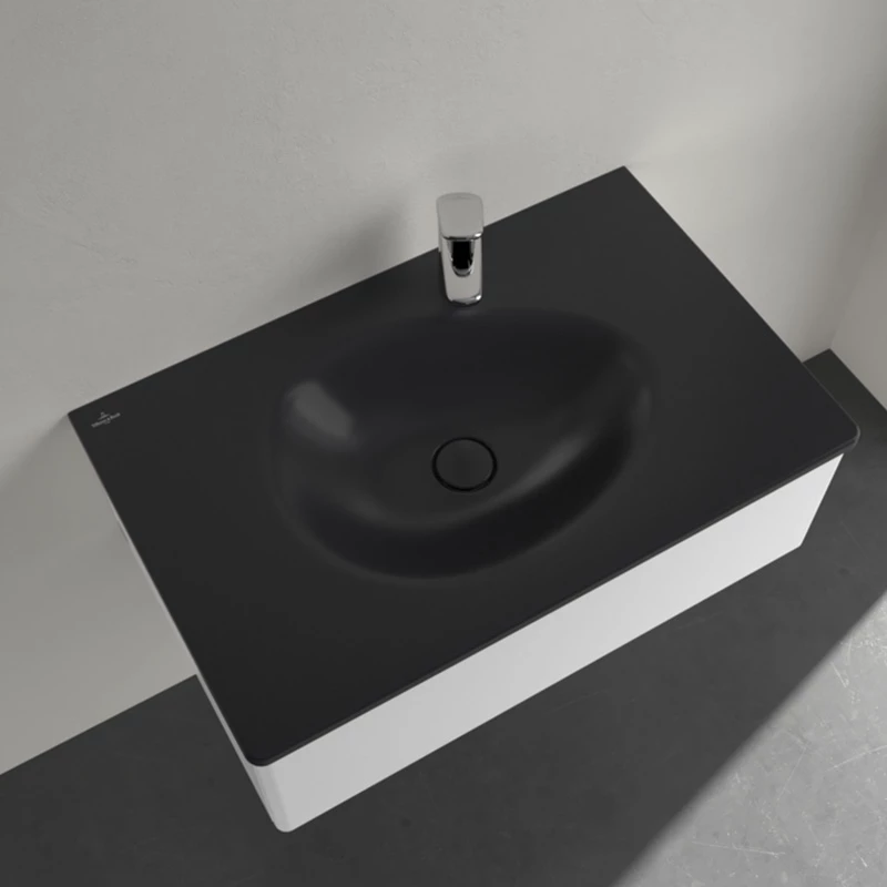 Villeroy Antao beépíthető mosdó 800 x 500 mm Pure Black CeramicPlus