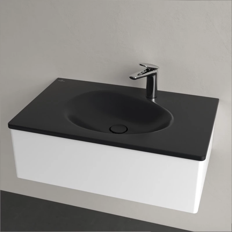 Villeroy Antao beépíthető mosdó 800 x 500 mm Pure Black CeramicPlus