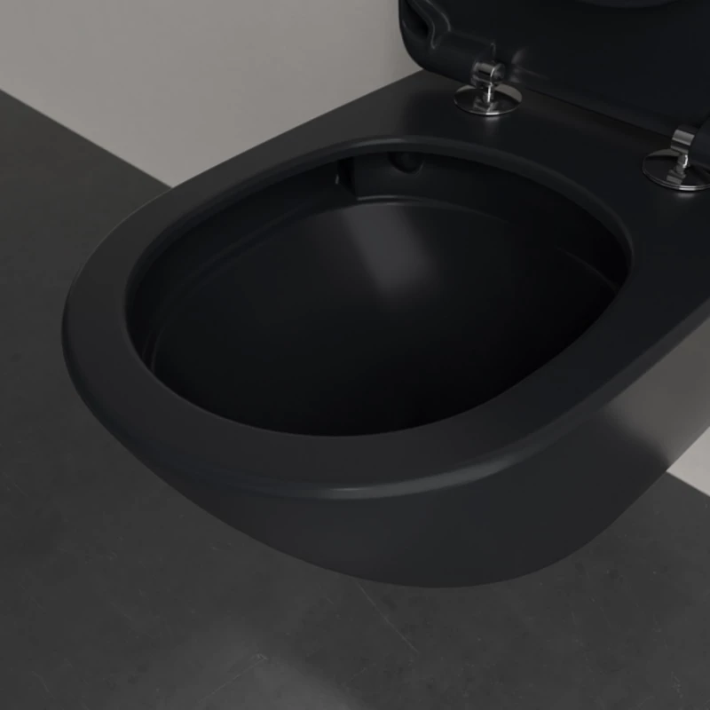 Villeroy Antao gyűrű nélküli mélyöblítésű wc 37x56cm Pure Black CeramicPlus