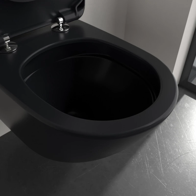 Villeroy Antao gyűrű nélküli mélyöblítésű wc 37x56cm Pure Black CeramicPlus