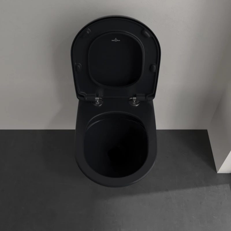 Villeroy Antao gyűrű nélküli mélyöblítésű wc 37x56cm Pure Black CeramicPlus