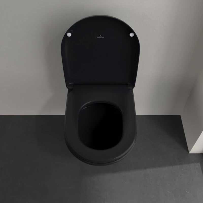 Villeroy Antao gyűrű nélküli mélyöblítésű wc 37x56cm Pure Black CeramicPlus