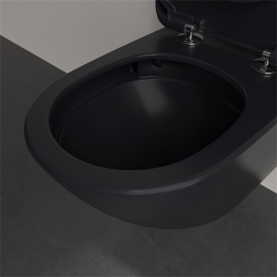 Villeroy Antao gyűrű nélküli mélyöblítésű wc 37x56cm Pure Black CeramicPlus