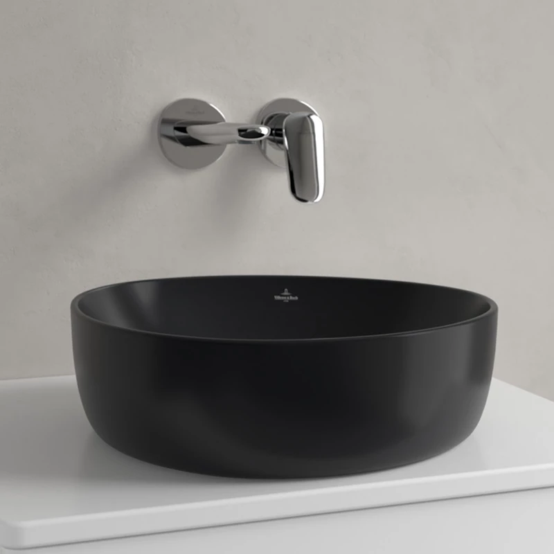 Villeroy Antao ráültethető mosdó 400 x 395 mm Pure Black CeramicPlus