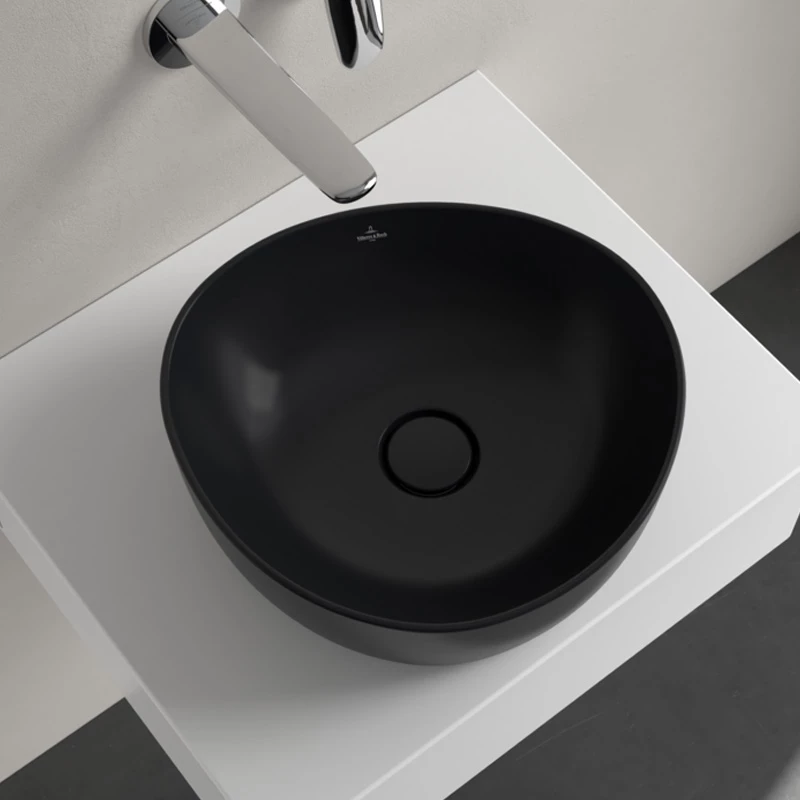 Villeroy Antao ráültethető mosdó 400 x 395 mm Pure Black CeramicPlus