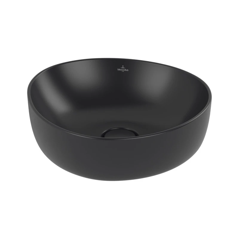 Villeroy Antao ráültethető mosdó 400 x 395 mm Pure Black CeramicPlus