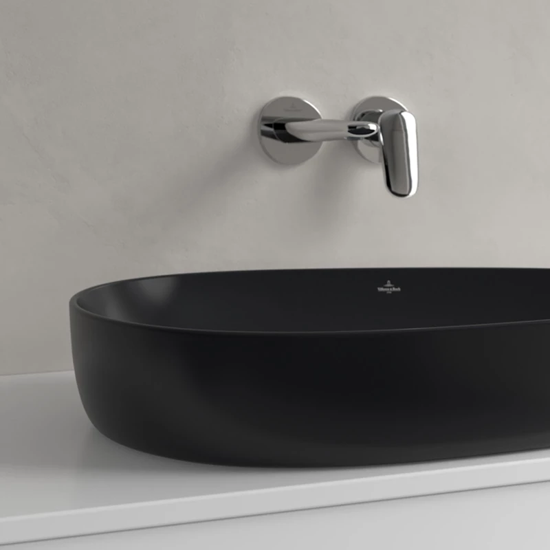 Villeroy Antao ráültethető mosdó 400 x 650 mm Pure Black CeramicPlus