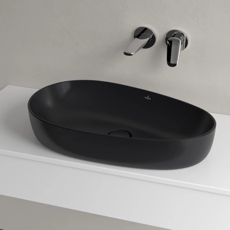Villeroy Antao ráültethető mosdó 400 x 650 mm Pure Black CeramicPlus
