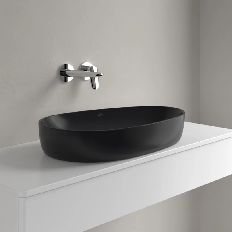 Villeroy Antao ráültethető mosdó 400 x 650 mm Pure Black CeramicPlus
