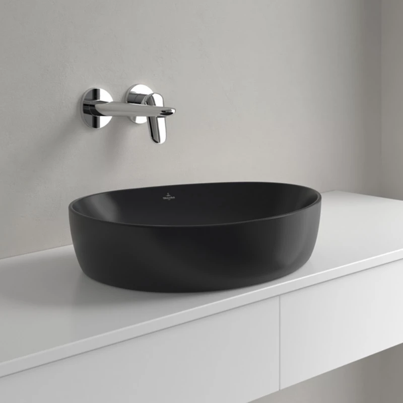 Villeroy Antao ráültethető mosdó 510 x 400 mm Pure Black CeramicPlus