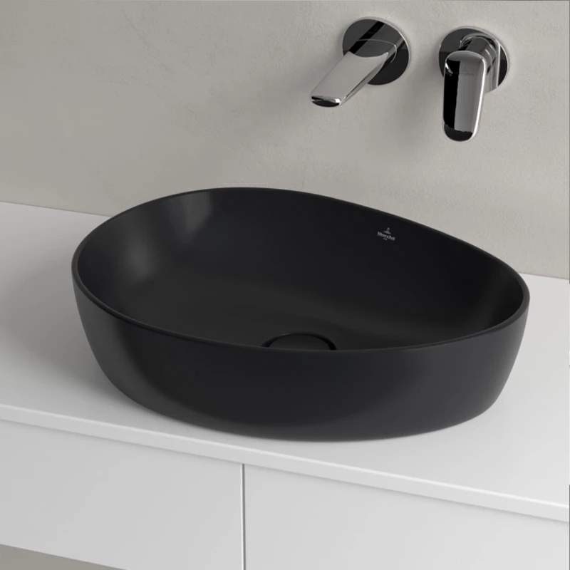 Villeroy Antao ráültethető mosdó 510 x 400 mm Pure Black CeramicPlus