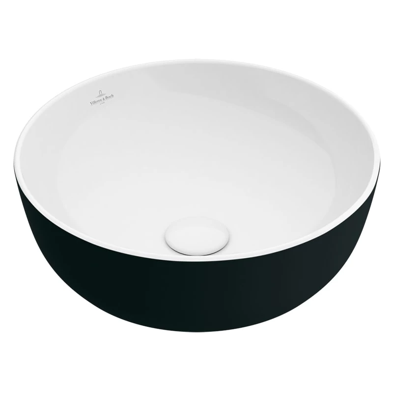 Villeroy Artis pultra ültethető mosdókagyló, kerek, 43 cm, Coal Black