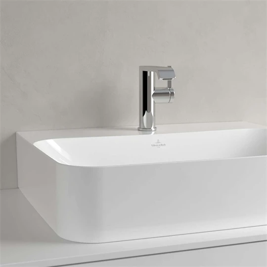 Villeroy Finion ráültethető mosdó,600*470 fehér R1 Ceramic Plus bevonat,túlfolyó nélküli