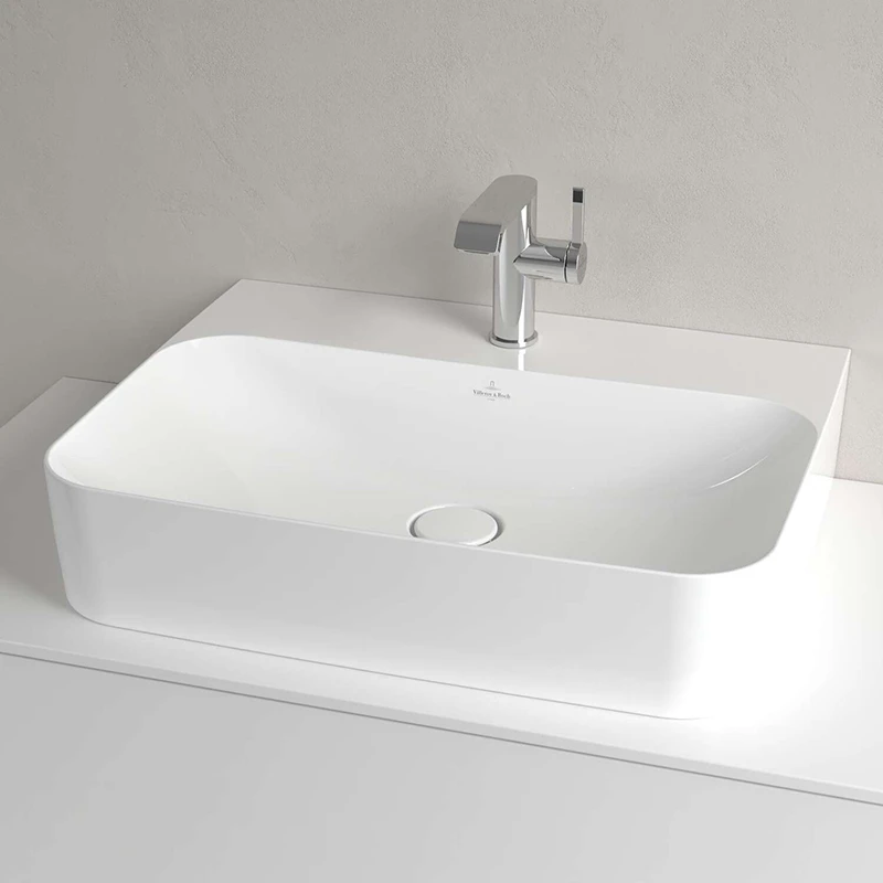 Villeroy Finion ráültethető mosdó,600*470 fehér R1 Ceramic Plus bevonat,túlfolyó nélküli