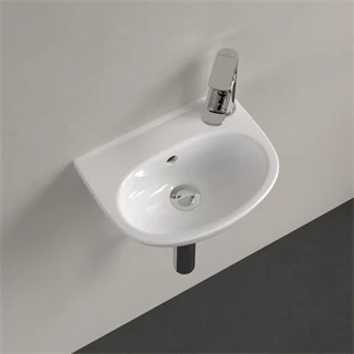 Villeroy O.Novo kézmosó 360x275 mm, túlfolyóval, csaplyukfurat könnyítések mindkét oldalon