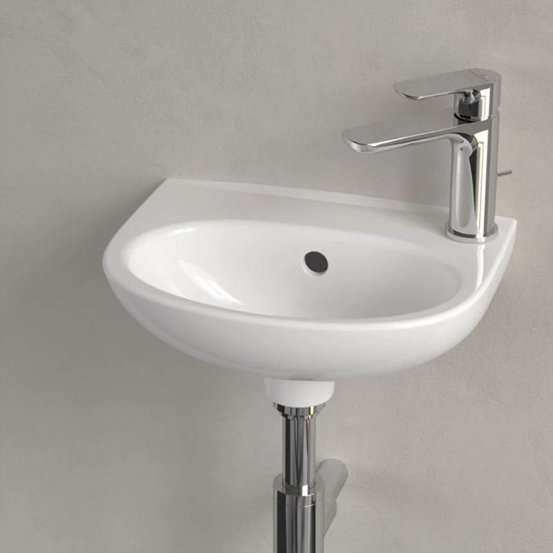 Villeroy O.Novo kézmosó 360x275 mm, túlfolyóval, csaplyukfurat könnyítések mindkét oldalon