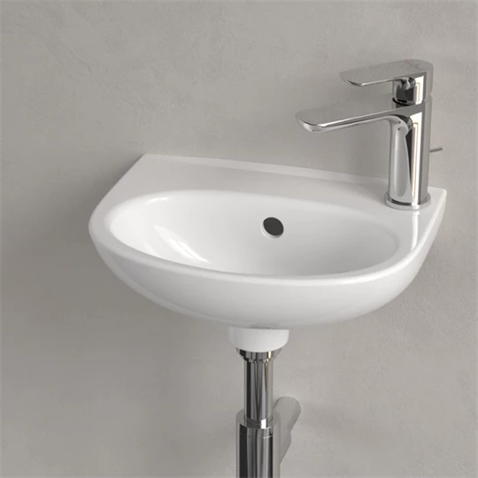 Villeroy O.Novo kézmosó 360x275 mm, túlfolyóval, csaplyukfurat könnyítések mindkét oldalon