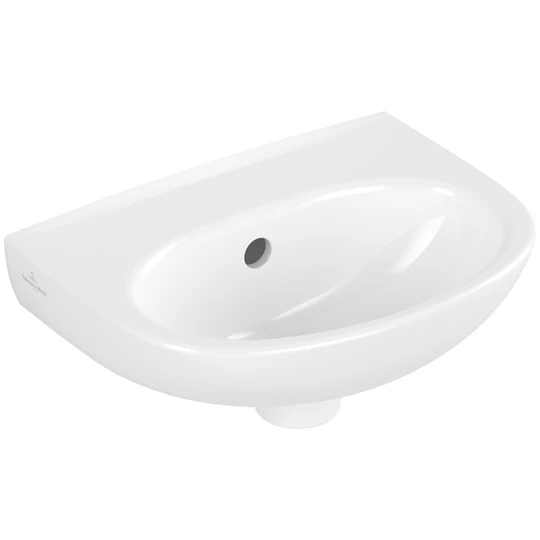 Villeroy O.Novo kézmosó 360x275 mm, túlfolyóval, csaplyukfurat könnyítések mindkét oldalon