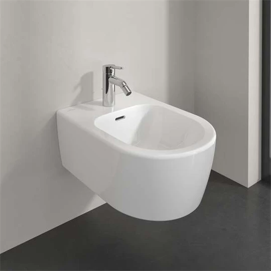 Villeroy Skyla 37x53cm bidé falra szerelhető, Ovális, 1 csaplyukfurattal, csaplyukfurat kiütve, túlfolyóval