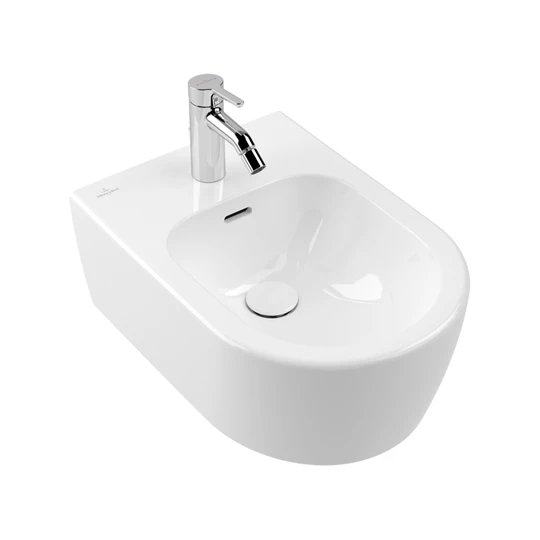 Villeroy Skyla 37x53cm bidé falra szerelhető, Ovális, 1 csaplyukfurattal, csaplyukfurat kiütve, túlfolyóval