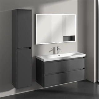 Villeroy Skyla magasszekrény 35x170x34,8 2 x ajtó, 1 x rögzített polc, 4 x üvegpolc, zsanér bal oldalon,falra szerelhető