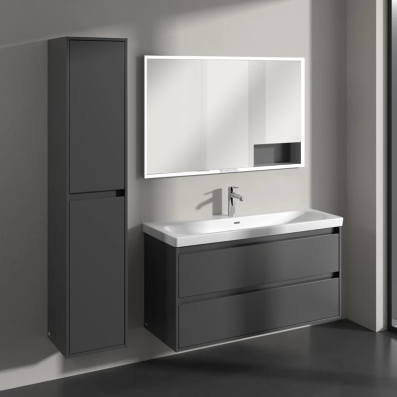 Villeroy Skyla magasszekrény 35x170x34,8 2 x ajtó, 1 x rögzített polc, 4 x üvegpolc, zsanér bal oldalon,falra szerelhető