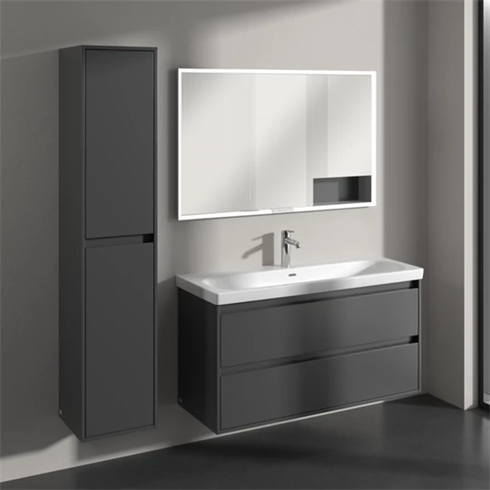 Villeroy Skyla magasszekrény 35x170x34,8 2 x ajtó, 1 x rögzített polc, 4 x üvegpolc, zsanér bal oldalon,falra szerelhető