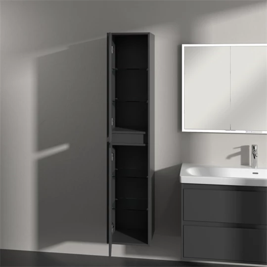 Villeroy Skyla magasszekrény 35x170x34,8 2 x ajtó, 1 x rögzített polc, 4 x üvegpolc, zsanér bal oldalon,falra szerelhető
